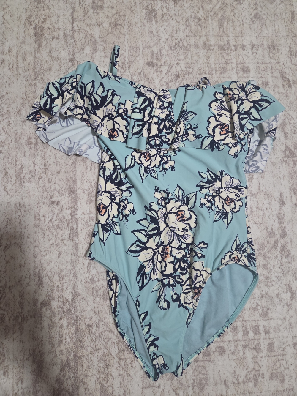 Adult Women's Floral One-Piece Swimsuit in Light Aqua